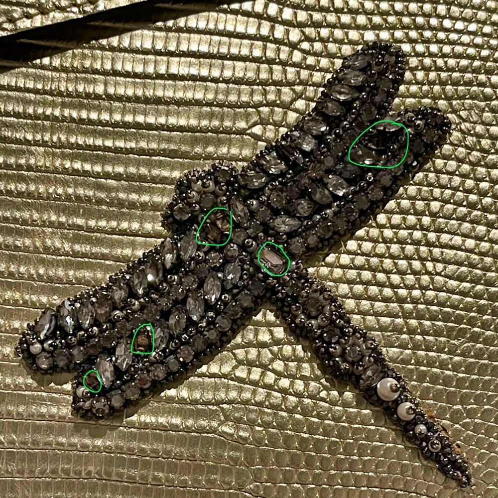 Gucci Gold Laminated Lizard Clutch w/ Crystal Dragonfly Embellishments-Preloved - Picture 15 of 16